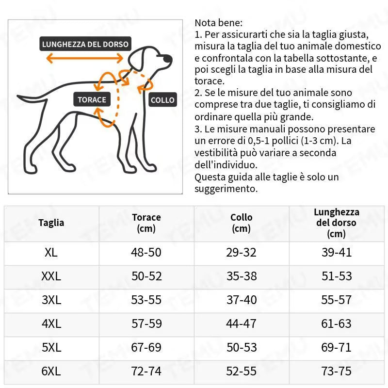 Impermeabile Caldo Per Cani Con Strisce Riflettenti Luminose Per Uso Esterno
