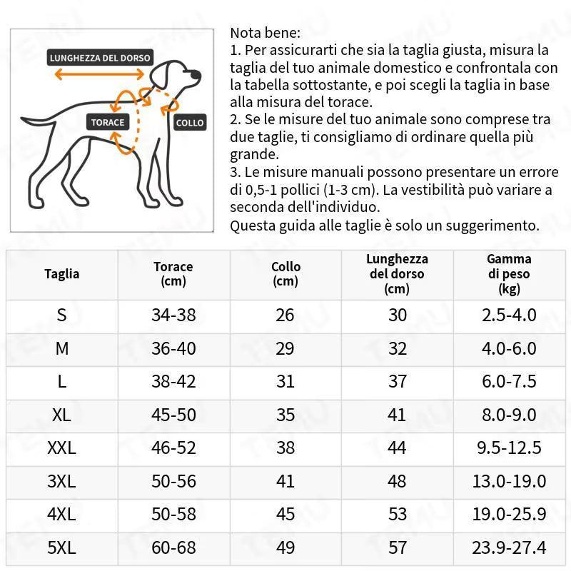 Giacca Invernale Per Cani Con Cinturino  Riflettente Tg. M Nuovo