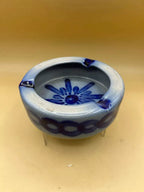 vecchio posacenere di ceramica gres terracotta sale smalto grigio blu Heimische