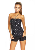 Fascia Tankini Set Con Hotpants Nero Bianco Nuovo 52 Xxl