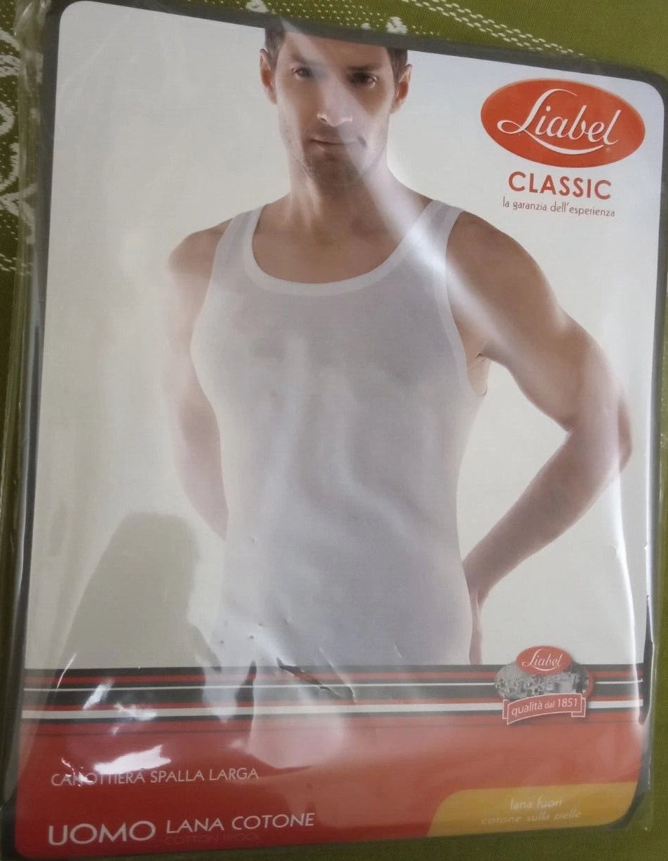 Canotta Vogatore Uomo Liabel Art. 05321 Spalla Larga Colore Bianco Taglia 7 - 54/xxl Lana Cotone