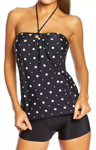 Fascia Tankini Set Con Hotpants Nero Bianco Nuovo 52 Xxl