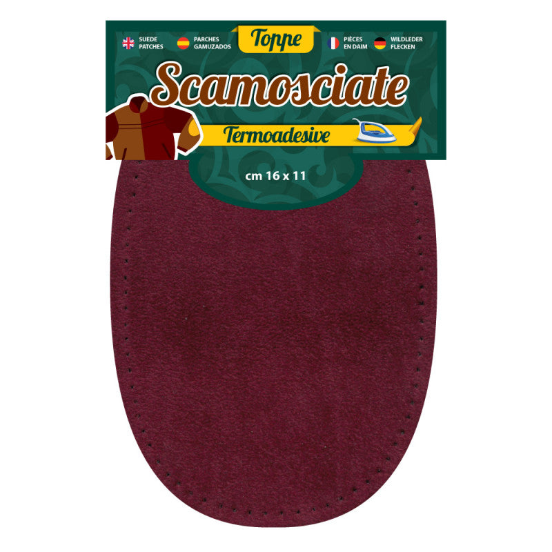 Toppe Termoadesive Realizzate Con Tessuto Scamosciato Color Bordeaux