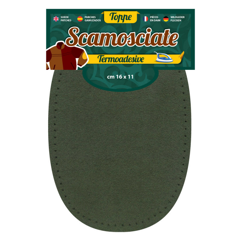 Toppe Termoadesive Realizzate Con Tessuto Scamosciato Color Verde Bosco