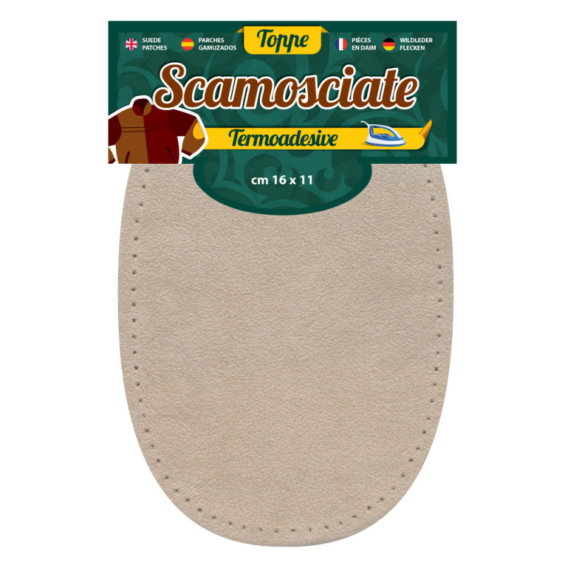 Toppe Termoadesive Realizzate Con Tessuto Scamosciato Color Sabbia