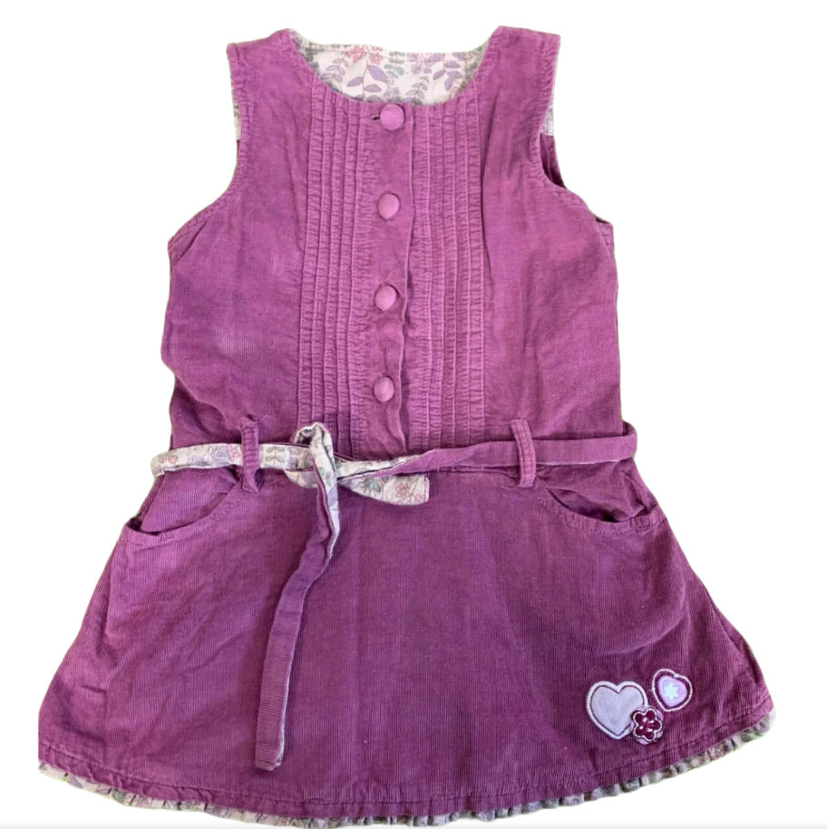 Idexe purple velvet pinafore dress for girls 3 years old