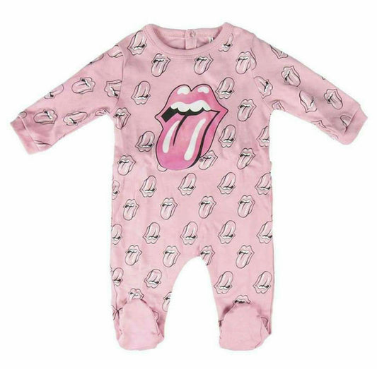 New Rolling Stones pink cotton onesie for newborns