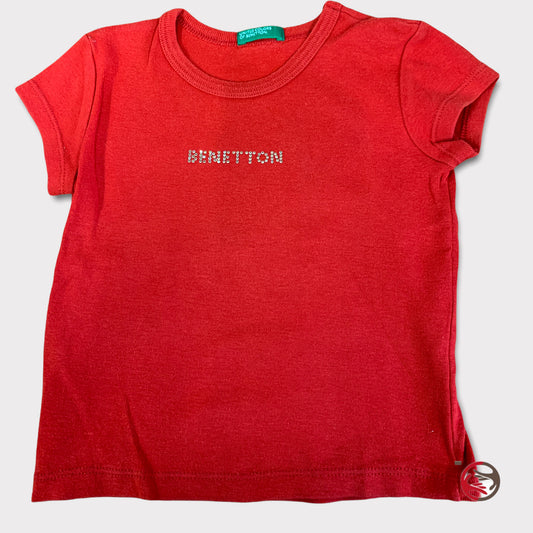 Red Benetton t-shirt for girls 24 months
