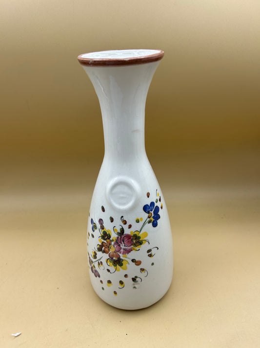 Hand-painted ceramic wine bottle