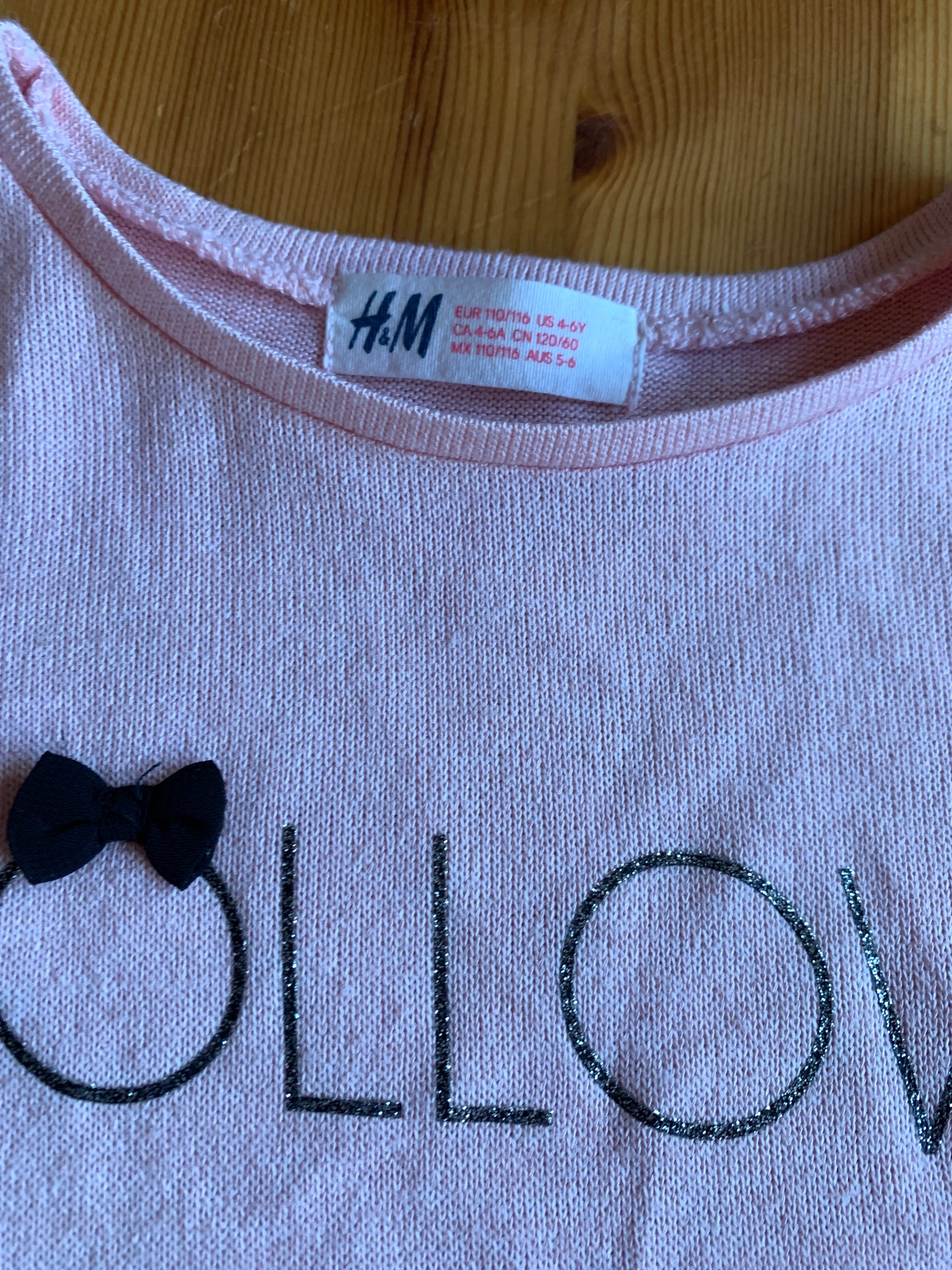 Pink H&amp;M t-shirt for girls 4-6 years