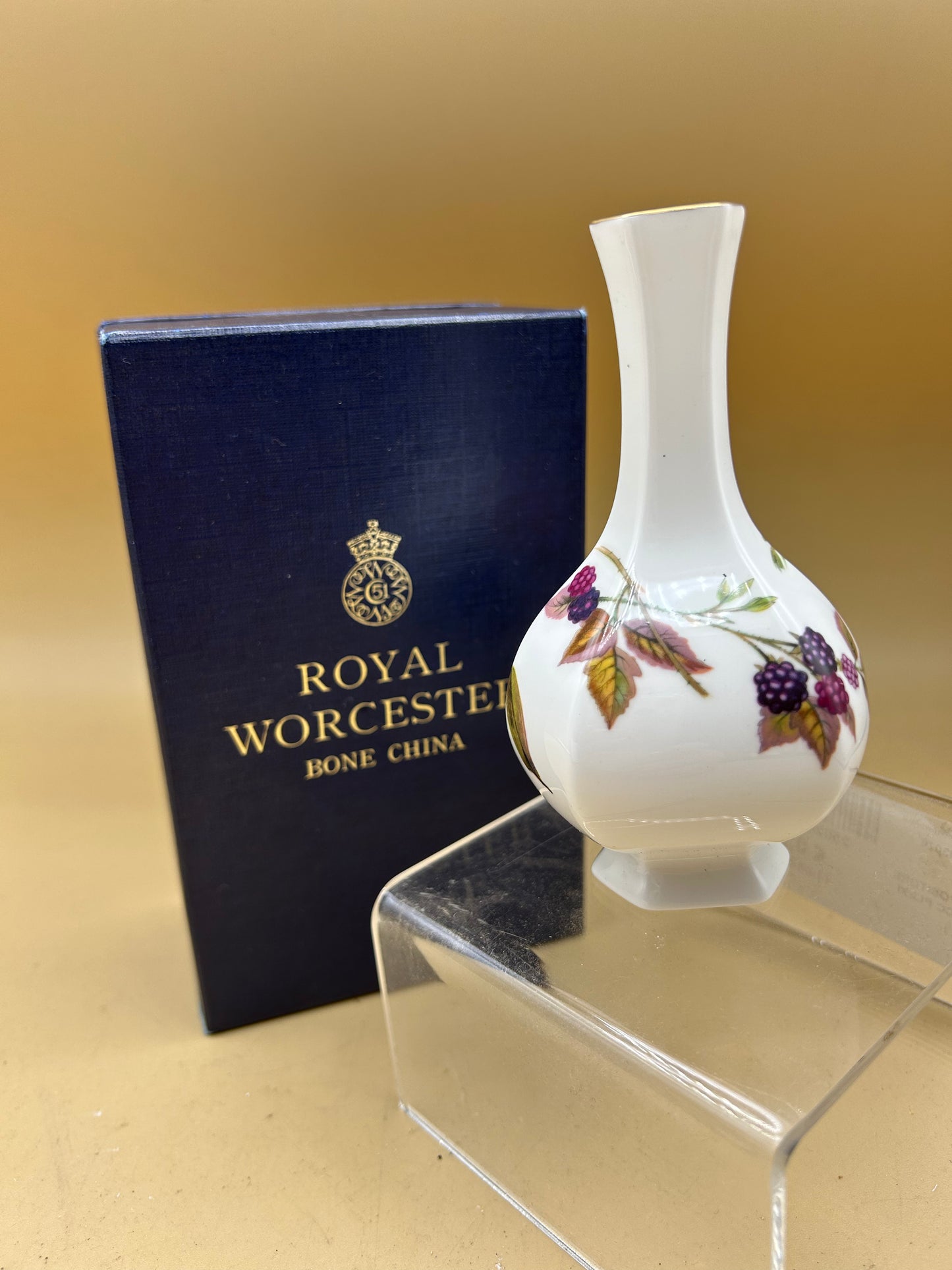Kleine Royal Worcester Arden Vase mit Box aus Knochenporzellan