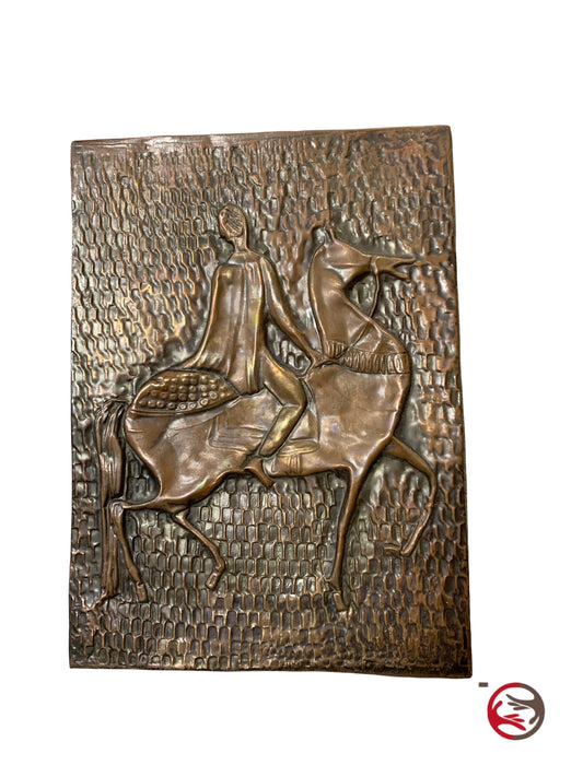 Copper painting with horse and rider