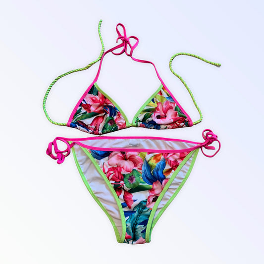 Calzedonia Damen-Bikini-Badeanzug mit Blumenmuster, M, Schwimmbad