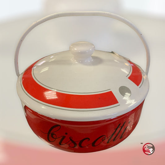 Ceramic biscuit jar with vintage handle