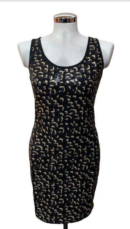 Women's black gold sequin dress size. M new Marghy