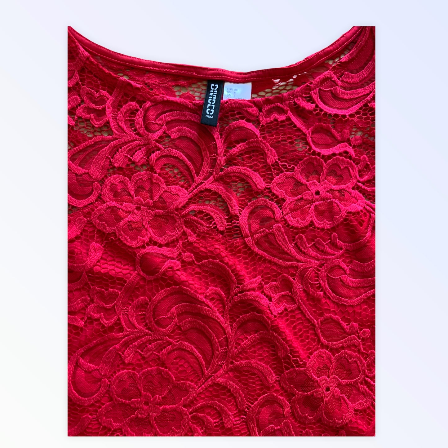 H&M Divided vestito abito donna  pizzo rosso XS 40