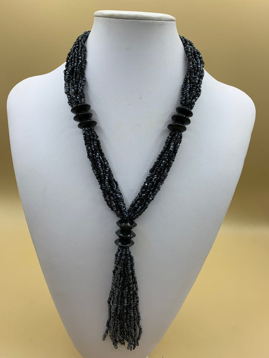 Knotted beaded necklace