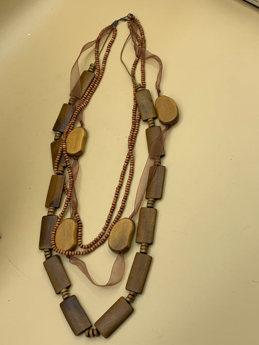 Multi-strand wooden necklace