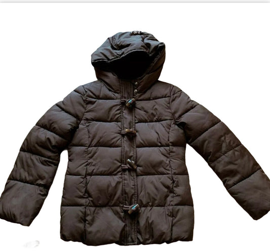 Brown Benetton padded jacket 7-8 years with duffel fasteners