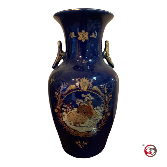 Blue gold ceramic vase