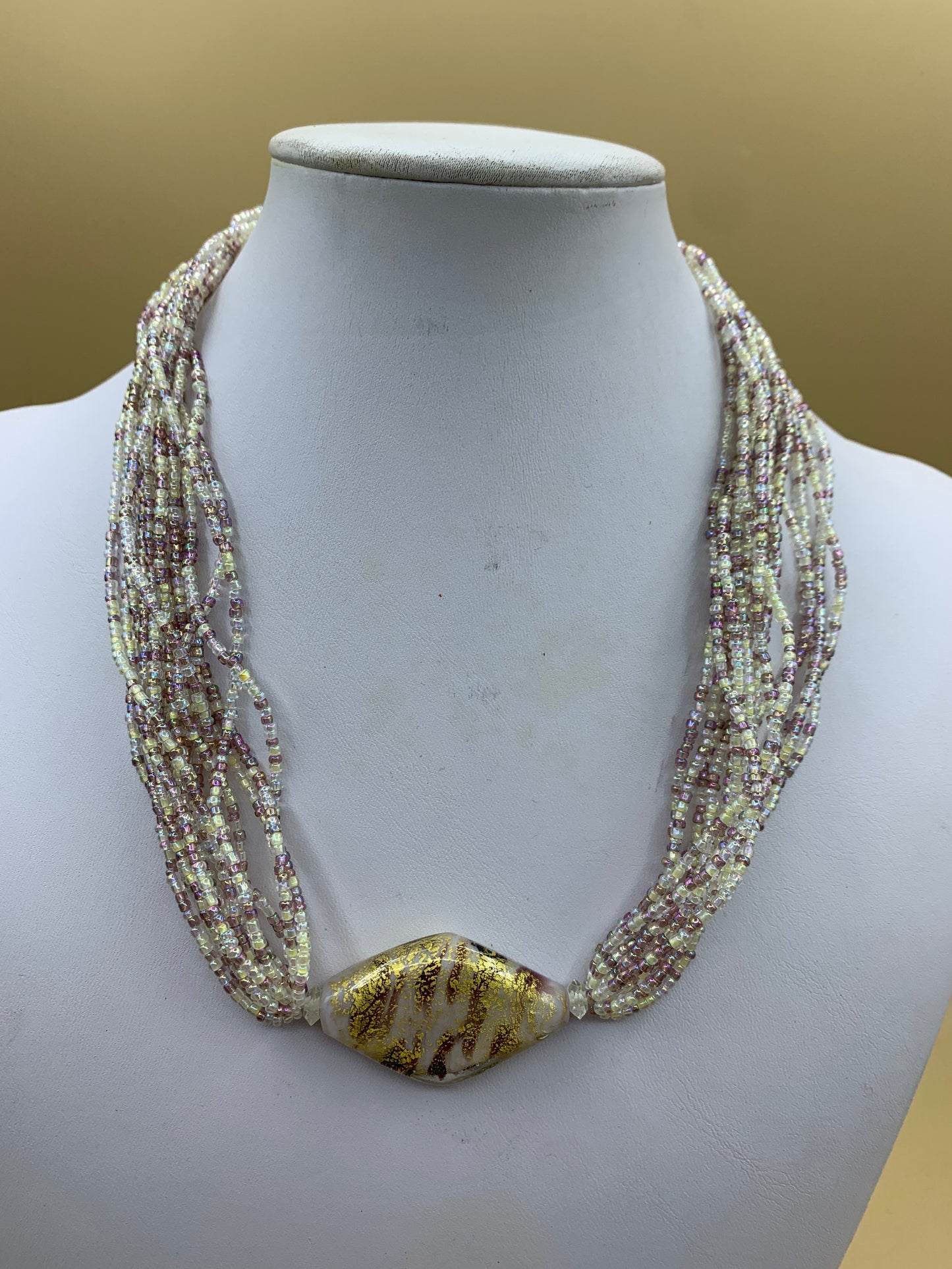 Multi-strand glass bead necklace