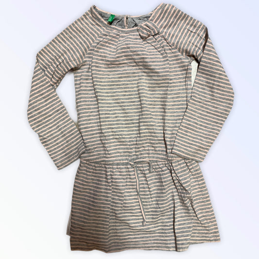 Benetton pink gray striped dress for girls 6-7 years