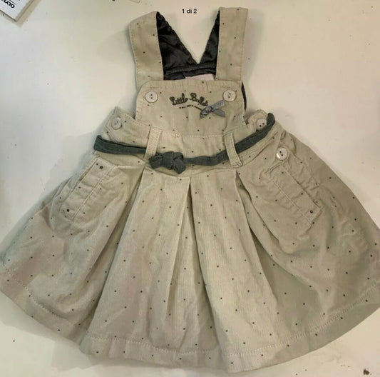 Elegant McBaby 3 month baby girl dress with gray dungaree skirt