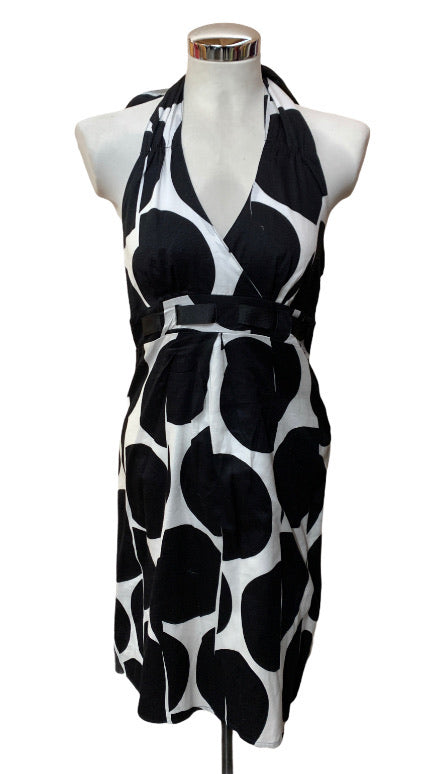 Promod women's white black polka dot dress size. M