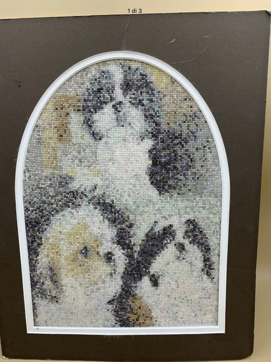 Kreuzstich-Stickerei mit Hunden, Cm 21 x 29 Kreuzstich