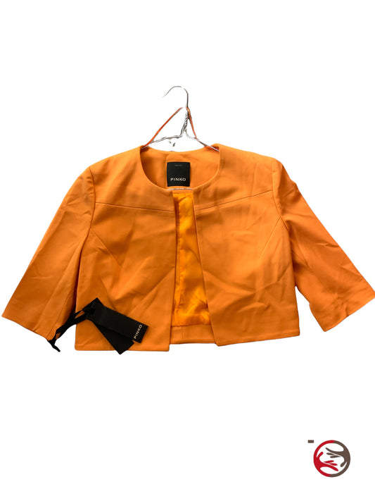 Pinko neue Damenjacke L orangefarbener Kurzblazer, der die Schultern bedeckt