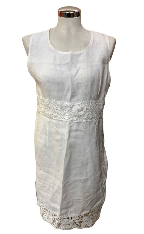 Vestito donna bianco in lino e pizzo tg. M