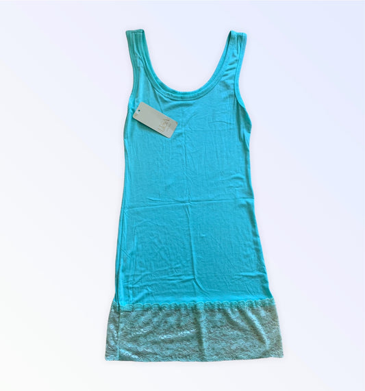 Aquagrünes Spitzenkleid für Damen, Kleid S, neu