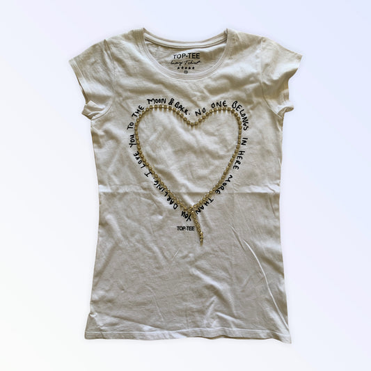 White women's t-shirt top-tee with rhinestones XS