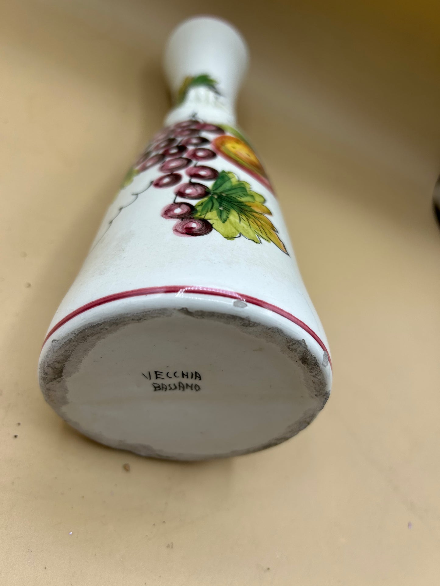 Old Bassano hand-painted ceramic wine bottle