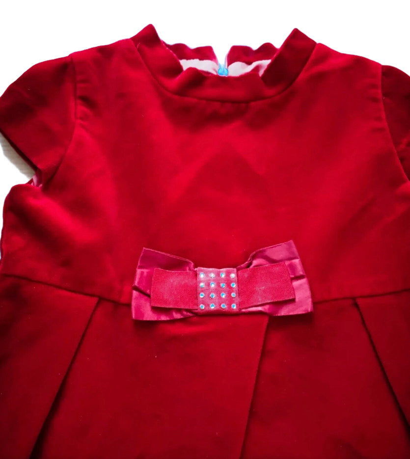 Rotes Samt-Jelly-Kleid für Mädchen von 4–5 Jahren
