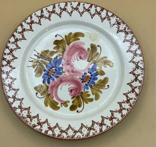 Bemalter Teller aus Bassano-Keramik mit Blumen