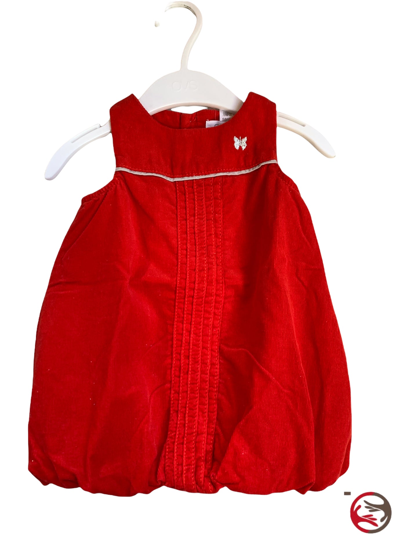 Rotes ärmelloses Samtkleid für 3 Monate alte Mädchen