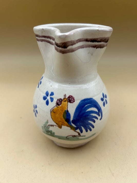 Hand-painted ceramic jug with rooster