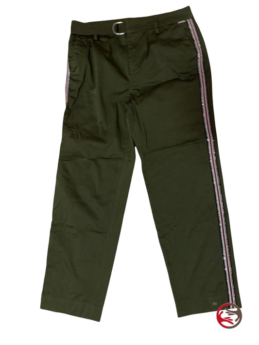 LIU JO Green trousers with rhinestone stripes size. M