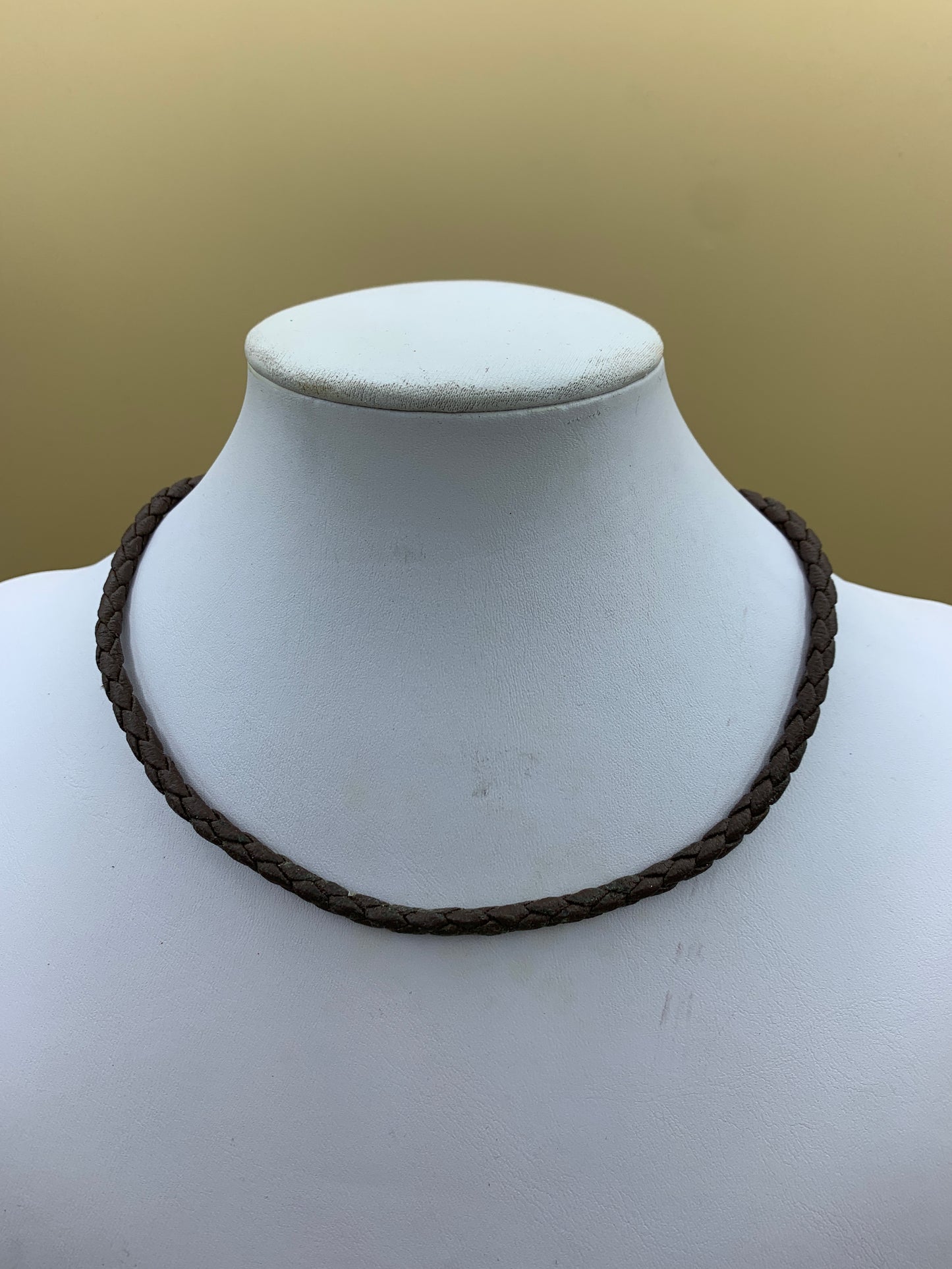 Braided leather choker necklace
