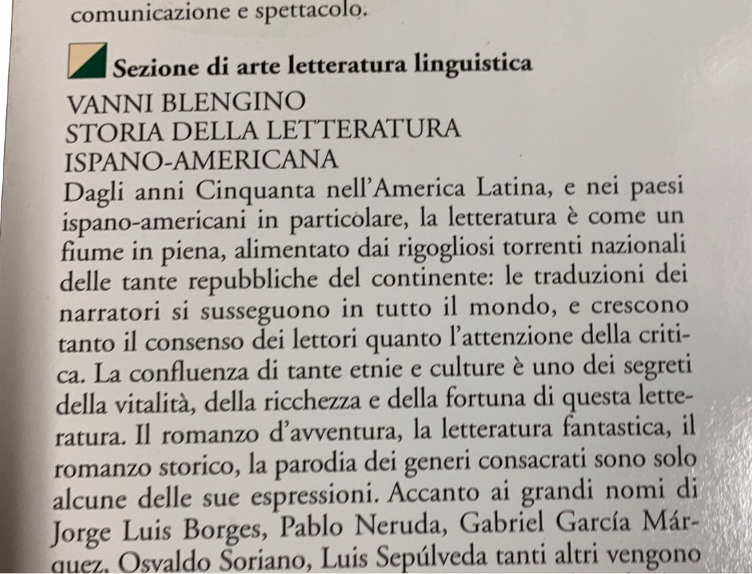 Storia della letteratura ispanico-americana - Vanni Blengino