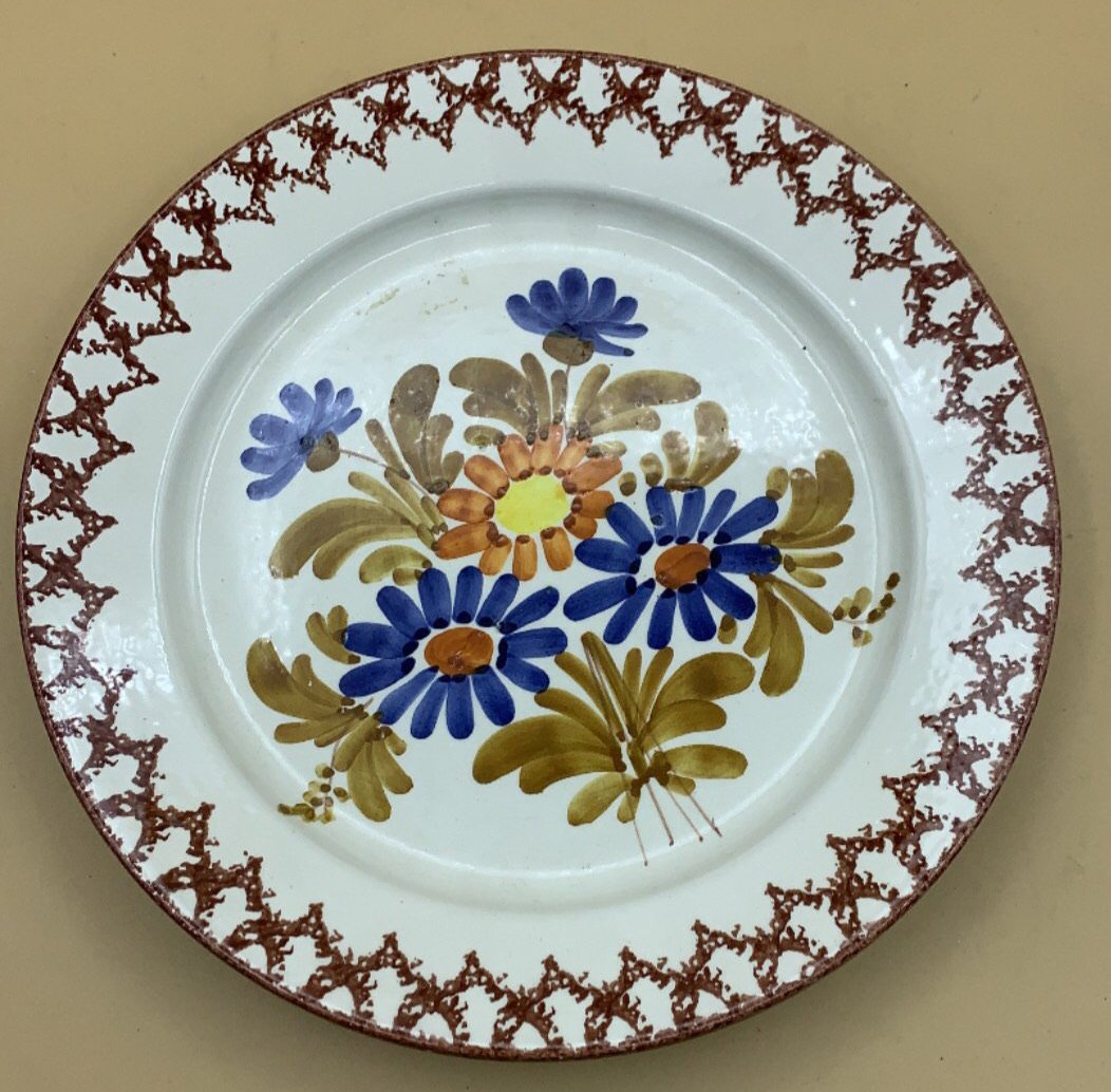 Piatto dipinto ceramiche Bassano fiori