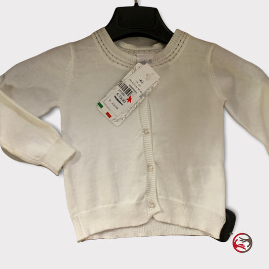 Neuer weißer Cardigan-Pullover für 9 Monate alte Mädchen