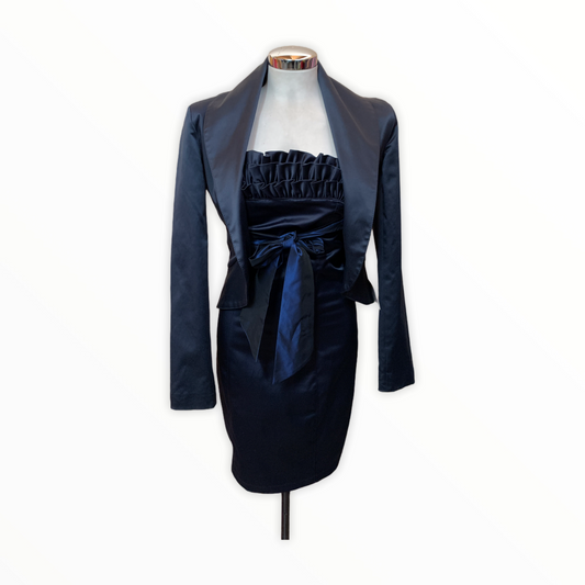 RINASCAMENTO Dress with rushes and blue shrug size S women